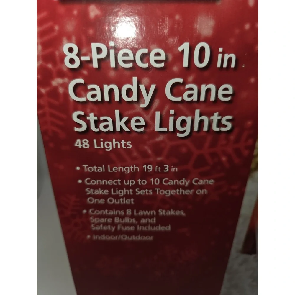 Home Accents 10 In Candy Cane Stake Pathway Lights 19 Ft 3 In NEW 782 491